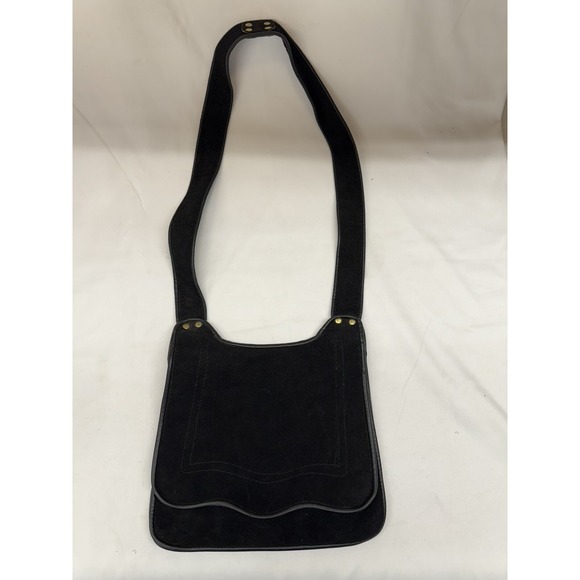 mr. r Handbags - Vintage Suede Purse Black With Brass Colored Studs 1970s Mr. R